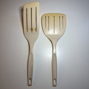 Vintage Foley Slotted Nylon Spatula Turner Lot of 2 Almond Off White